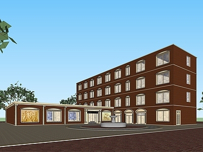 现代酒店建筑 多层宾馆 餐厅 县城宾馆