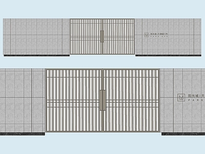 新中式庭院门 花园 金属格栅 双开 铝合金院 铝合金大