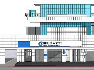 现代银行建筑 中国建设银行 门头设计