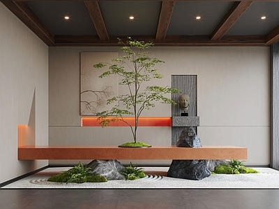 新中式室内景观 新中式造景 室内 苔藓植物 小品