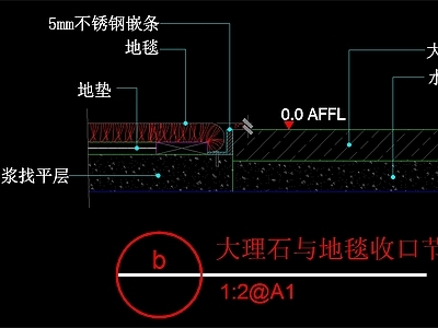 现代地面节点 大理石与地毯收口 路面节点 家装节点 地台节点 槛石节点 施工图 地面节点