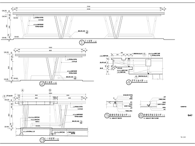 现代廊架 弧形廊架 施工图
