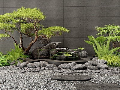 现代水景 假山水景 叠水 植物造景 植物组合 庭院小品