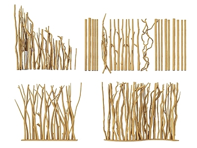 中式原木隔断 格栅 木 树枝 艺术