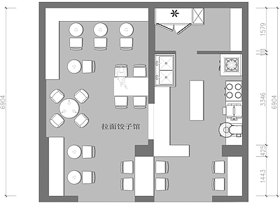 现代其他餐饮空间 拉面饺子馆 施工图