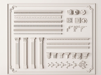 简欧其他局部构件 石膏线 罗马柱 雕花 石膏构件