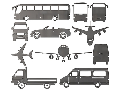现代挂件 2D交通工具墙饰 交通工具图案图标 交通工具雕花 交通工具剪影剪纸 镂空线条交通工具