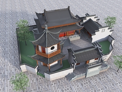 新中式中式古建 中式寺庙 小寺庙 寺庙 小庙