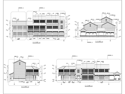 中式商业街 中式明清风格 展厅展览馆 景区沿街商业 中式构建详图大样 施工图