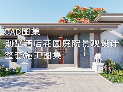 新中式现代庭院 民宿 园 私家 水景 施工图