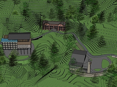 新中式办公楼 建筑 民宿 办公楼