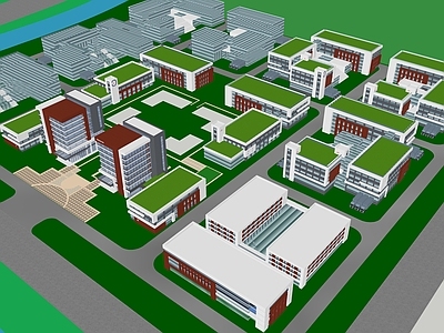 现代厂房 现代厂房办公楼 工业园科技园区 学校规划大学 生产基地工业园 办公楼带屋顶绿化