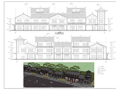 中式新中式商业街 新中式商业街 仿古商业街 古建筑 建筑详图大样 绿建设计 施工图
