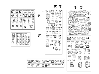 现代综合家具图库 家具 植物 健身器材 车 施工图