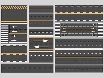 现代其他小品 沥青道路 市政道路 标识划线 地面车道指示线 公路标准段