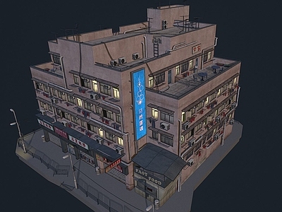 现代其他住宅外观 赛博朋克房子 贫民窟 公寓楼 pbr贫民区 破旧楼房