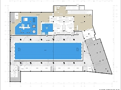 现代健身房 游泳馆 施工图 健身房