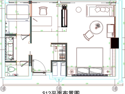 现代工装图库 客房平面布置 房间平面布局 客房平面图 房间 客房 施工图 工装图库
