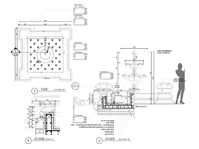 现代庭院 坛喷泉水景 施工图