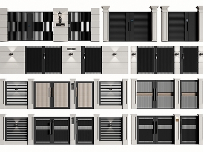 现代庭院门 别墅庭院 庭院铁 入户大 景墙围墙