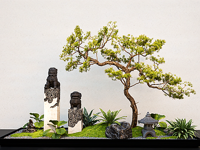 植物组合 庭院小品 景观松树 庭院造景