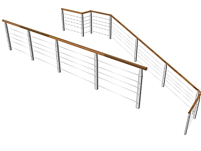现代扶手 不锈钢钢丝栏杆 木扶手栏杆