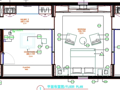现代工装图库 客房 房间 客房平面图 房间平面布局 客房平面布置 施工图 工装图库