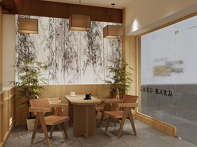 新中式奶茶店 咖啡厅茶室茶馆 新中式餐桌椅组合 奶茶店墙饰装饰画 新中式灯笼
