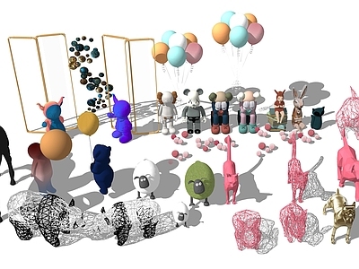 现代工业摆件组合 卡通摆件 装饰摆件 动物摆件