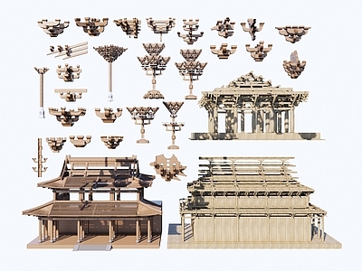 建筑材料 中式古建构件 斗拱 榫卯结构 悬梁结构 古建筑结构 木梁横梁