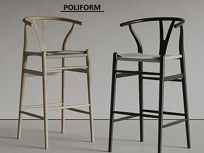 现代吧椅 poliform 侘寂风吧椅 实木吧椅