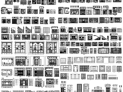 现代综合家具图库 书柜 酒柜 家具素材 施工图