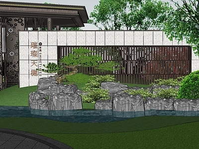 中式多层住宅 入口 庭院 多层住宅 新中式