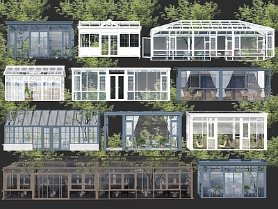 现代简欧风格建筑 屋顶玻璃房 阳光房 简欧钢结构玻璃房 屋顶阳光小 庭院露台廊架
