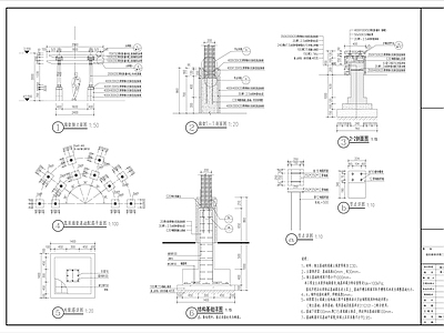 现代新中式廊架 弧形廊架 施工图