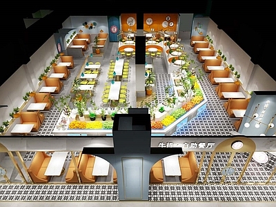 现代自助餐厅 自助餐厅装饰施工 牛排自助餐厅 施工图