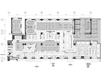 现代新中式自助餐厅 五星级餐厅 全日制餐厅 希尔顿餐厅 施工图