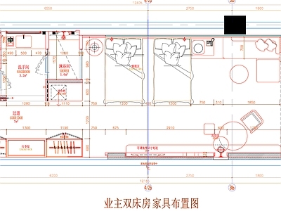 现代工装图库 客房 房间 客房平面图 房间平面布局 客房平面布置 施工图 工装图库