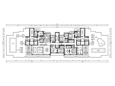 现代住宅楼建筑 466大平层 施工图