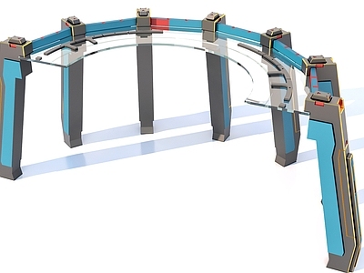 现代柱子 科幻机械廊架