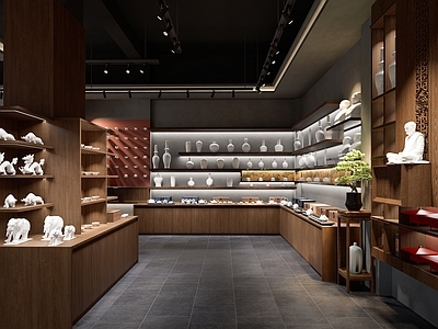 新中式禅意博物馆 新中式瓷器展厅 新中式茶盏展墙 新中式 禅意空间 中式展厅