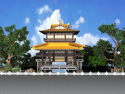 中式古建 亭台 楼阁 水榭 古建