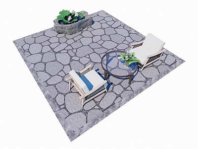 新中式庭院小品 庭院 铺地小品 石槽水景