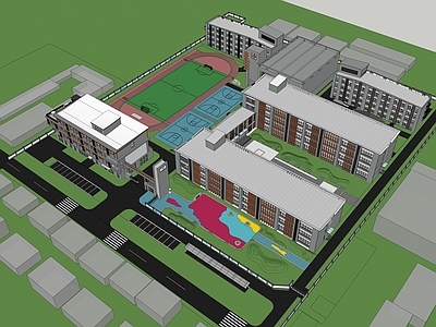 现代新中式学校建筑 校园 校园文化 小学 中心校园 教学楼学校