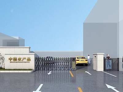 现代简约厂房 现代厂区大门 小区大门 园区大门 厂房大门