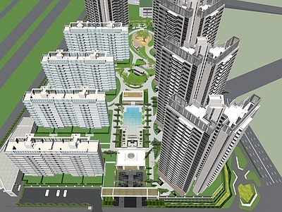 现代小区景观 现代 大区 展示区 中庭 儿童区