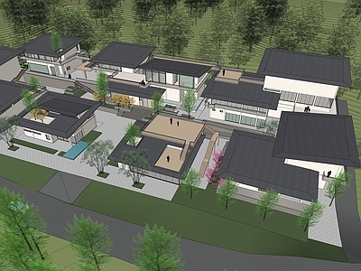 新中式极简民宿建筑 山地民宿建筑 平地民宿建筑