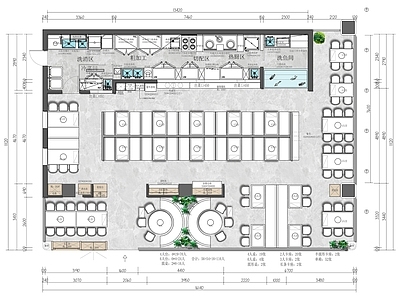 现代火锅店 火锅店 平面图 火锅店后厨 卡座 弧形卡座 施工图