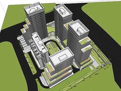 现代新中式办公楼 产业园 多层办公楼 高层办公楼 屋顶绿化办公楼 城市综合体商业