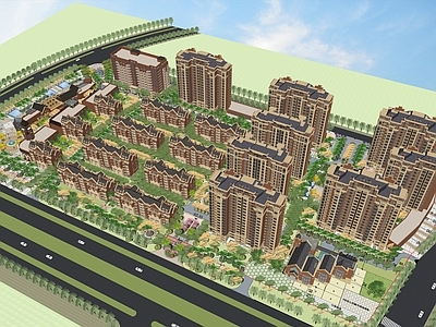 现代法式多层住宅 商业街 高层 洋房